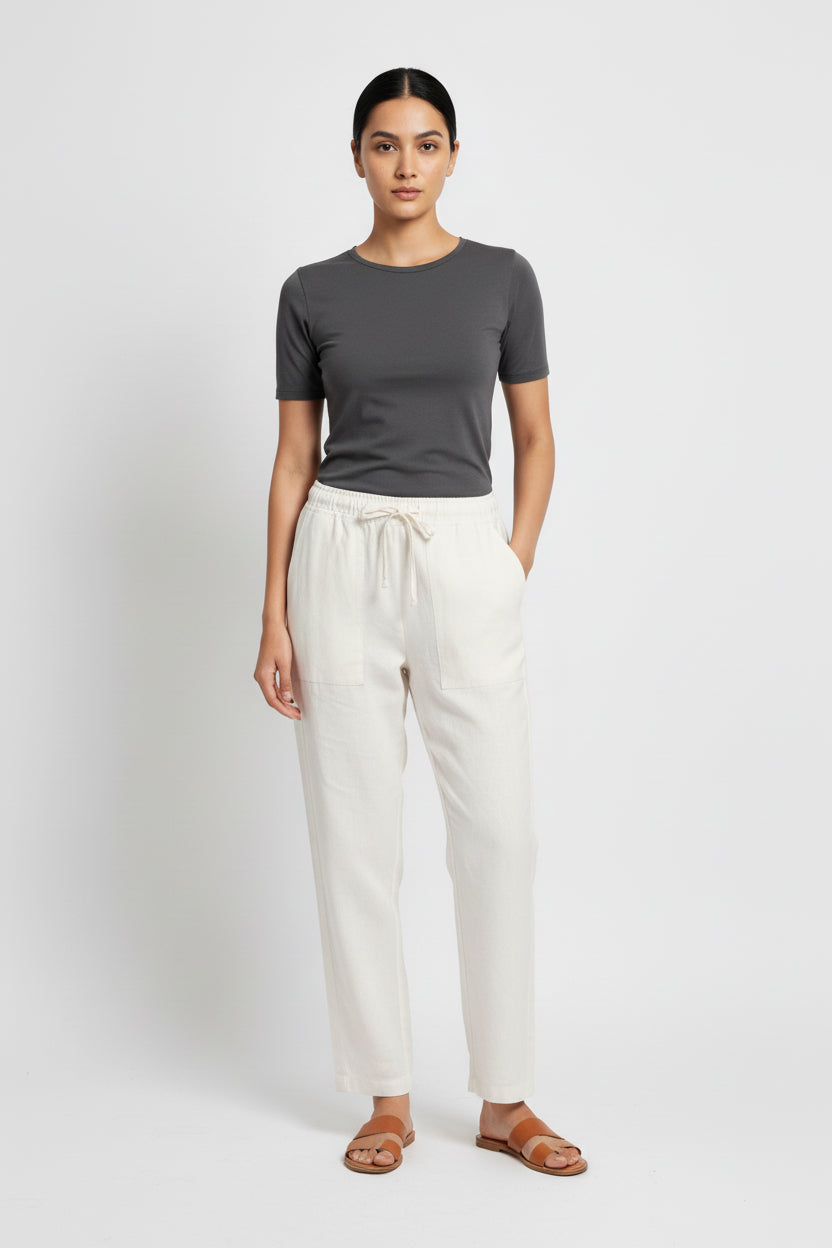 Bright White Cotton Pants